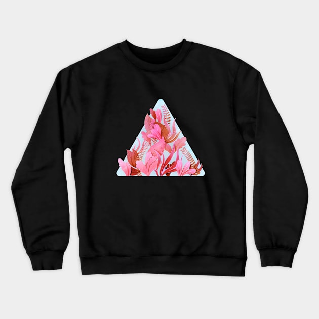 Flower Triangle - Teal Crewneck Sweatshirt by theghostpaper